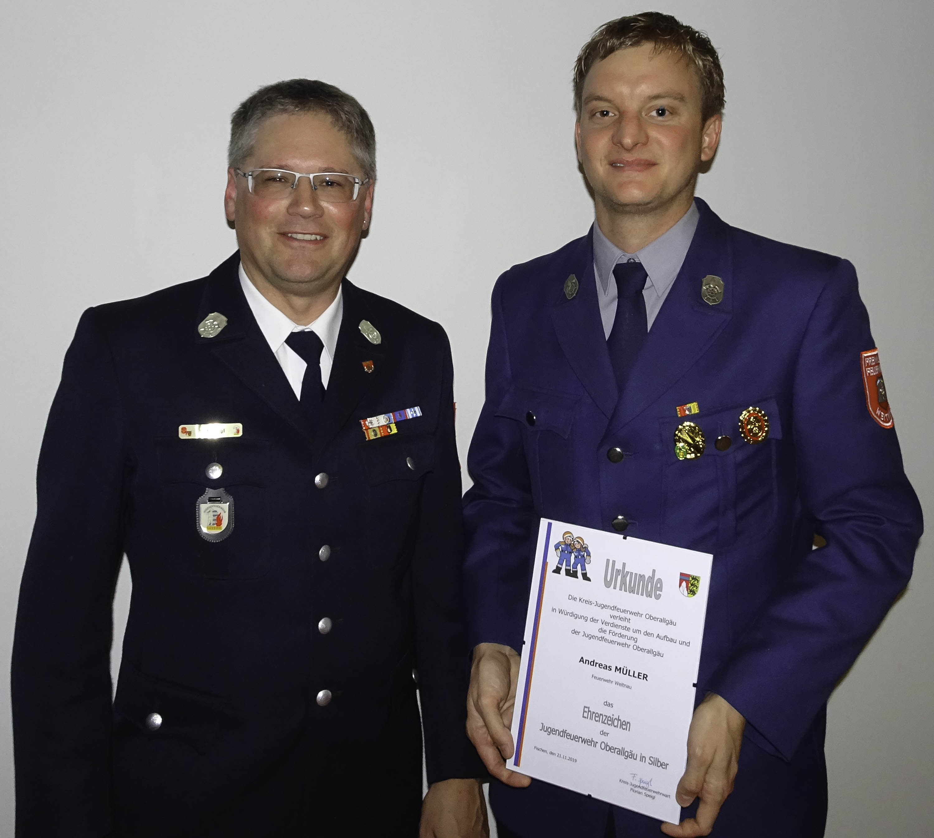 Ehrung Andreas Müller - Jugendfeuerwehr Weitnau